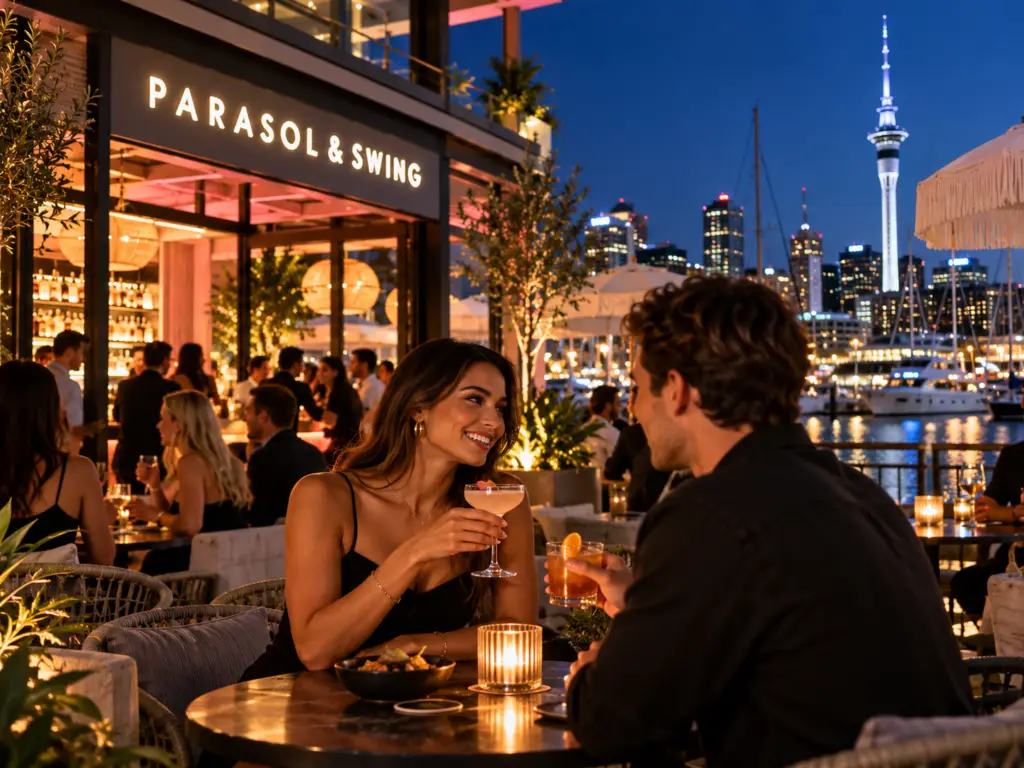 Parasol and Swing Cocktail Bar in Auckland Viaduct