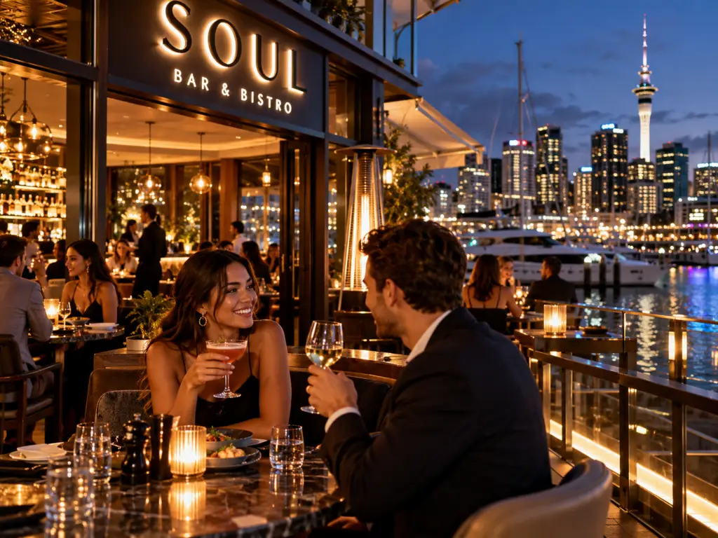 Soul Bar and Bistro overlooking Auckland Viaduct Harbour